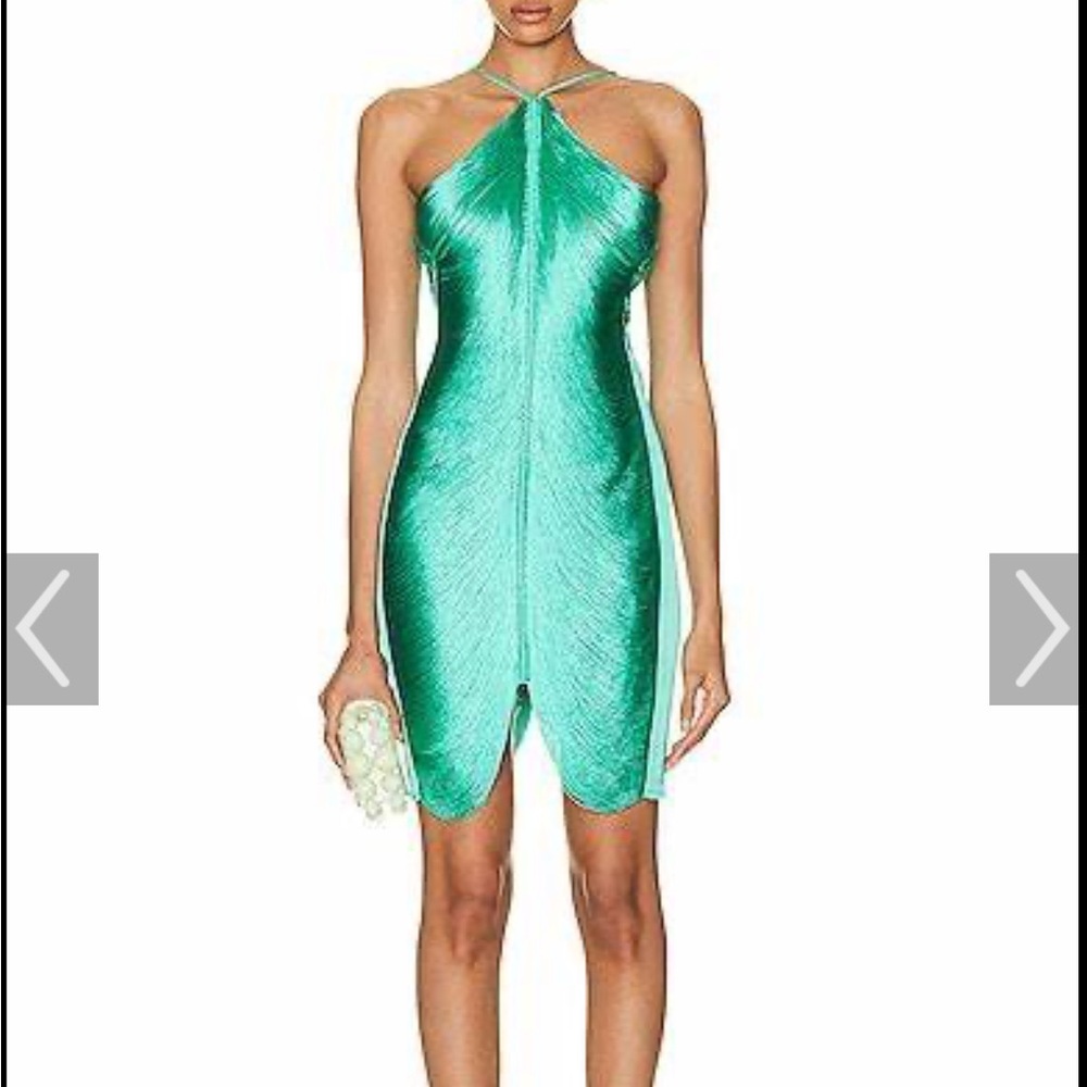cult gaia Green Halter Backless Mini Dress